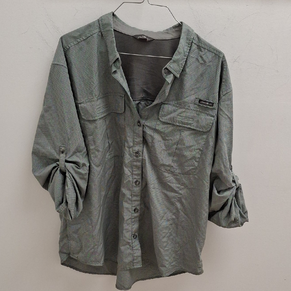 Eddie Bauer Olive Button-Down Shirt